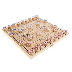 Chinese Chess – Wooden Beginner’s Traditional Tabletop Strategy and Skill Board Game for Two Players with Folding Board, Brown