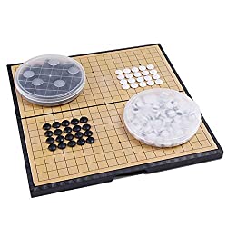 Magnetic Travel Go Board Go Game Board Set Portable Folding go Boards and Stones We Games Go Board with Bowls for Game of Go, Pente, Gomoku, Gobang 301 Stones 